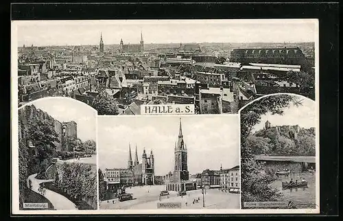 AK Halle a. S., Moritzburg, Ruine Giebichenstein, Marktplatz