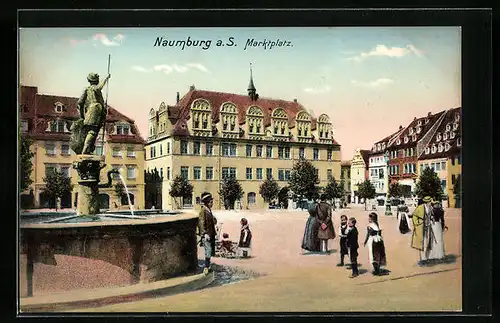 AK Naumburg a. S., Marktplatz mit Brunnen