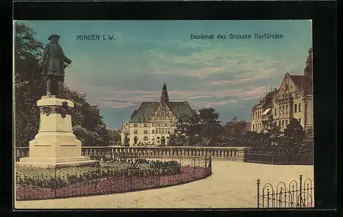 AK Minden i. W., Denkmal des Grossen Kurfürsten