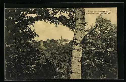 AK Kohren i. Sa., Durchblick nach den Ruinen