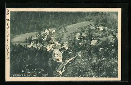 AK Treseburg / Bodetal, Totale aus der Luft gesehen