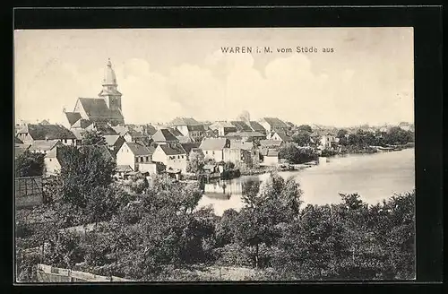 AK Waren i. M., Blick vom Stüde aus gesehen