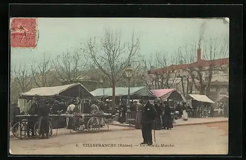 AK Villefranche, Un coin du Marché