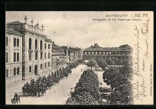 AK Bayreuth, Schlossplatz mit dem Regierungs-Neubau