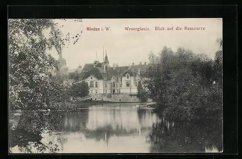 AK Minden i. W., Weserglacis, Blick auf die Ressource