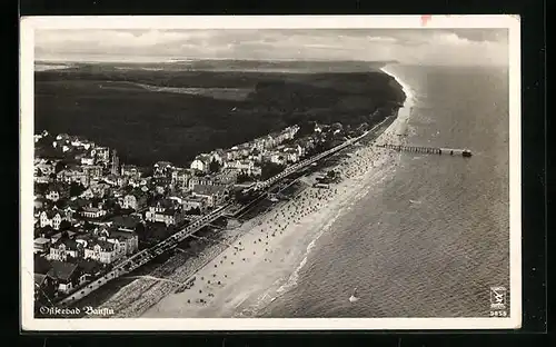 AK Bansin, Generalansicht des Ostseebads, Fliegeraufnahme