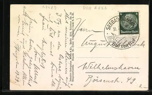 AK Bansin, Generalansicht des Ostseebads, Fliegeraufnahme