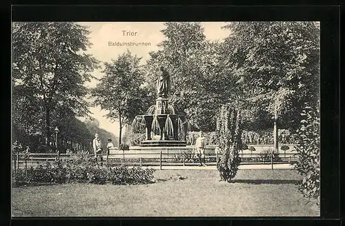 AK Trier, Parkanlagen mit Balduinsbrunnen