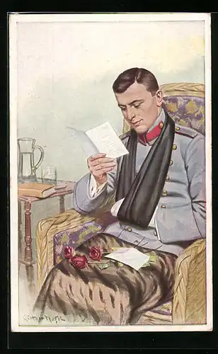 Künstler-AK Günther Nagel: Unsere Kriegsleutnants daheim, Ein lieber Gruss