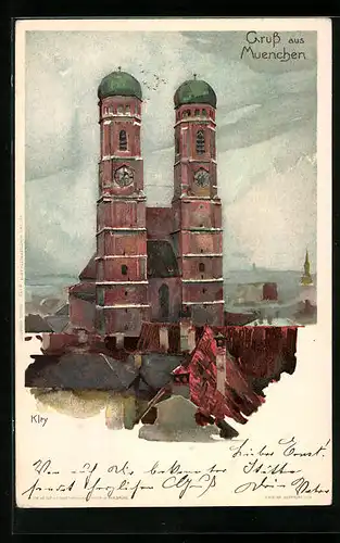 Künstler-AK Heinrich Kley: München, Frauenkirche