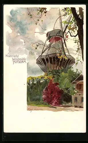 Künstler-AK Heinrich Kley: Potsdam, Historische Windmühle