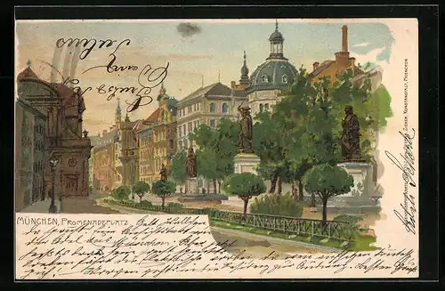 Lithographie München, am Promenadenplatz