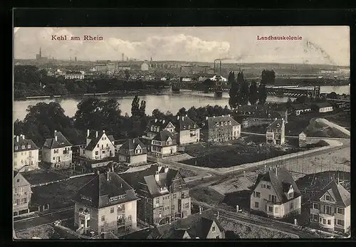 AK Kehl am Rhein, Generalansicht mit der Landhauskolonie