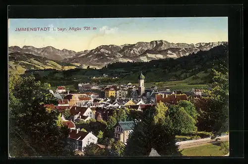 AK Immenstadt im Allgäu, Generalansicht mit Gebirgspanorama