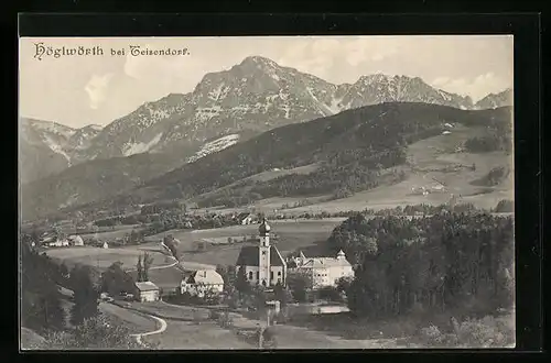 AK Höglwörth, Blick auf die Kirche in der Siedlung