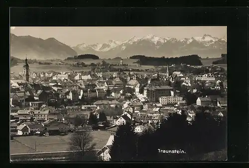 AK Traunstein, Blick auf die gesamte Stadt und das Gebirge