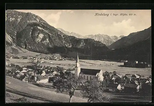 AK Hindelang i. Allgäu, Blick auf die Kirche und den Ort