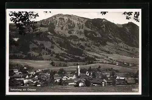 AK Rettenberg, Generalansicht mit Kirche und Grünten