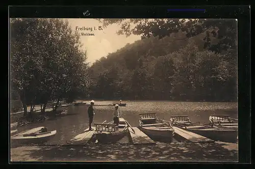 AK Freiburg i. B., Ruderpartie auf dem Waldsee