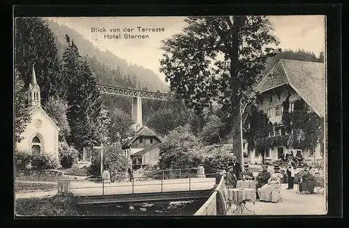 AK Freiburg i. B., Blick von der Terrasse des Hotel Sternen