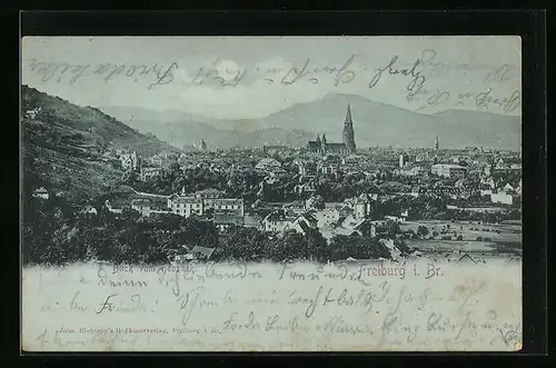 Mondschein-AK Freiburg i. Br., Blick vom Hebsack
