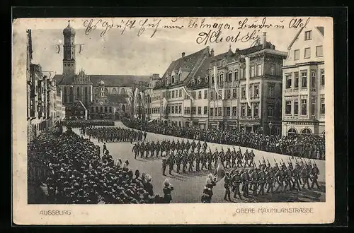 AK Augsburg, Parade in der oberen Maximilianstrasse