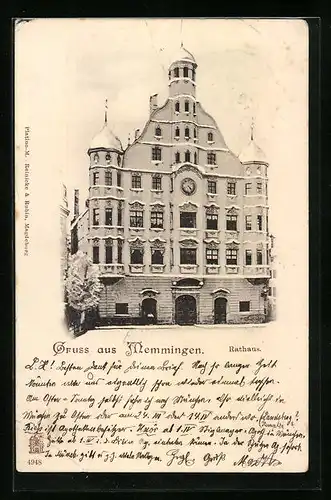 AK Memmingen, Rathaus im Winterglanz