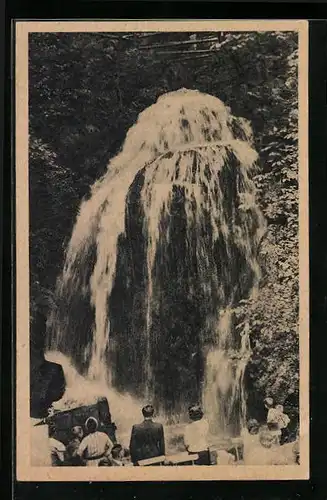 AK Amselfall in der Sächs. Schweiz mit Spaziergängern