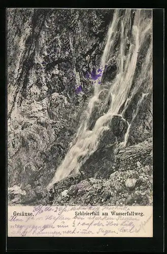 AK Schleierfall am Wasserfallweg im Gesäuse