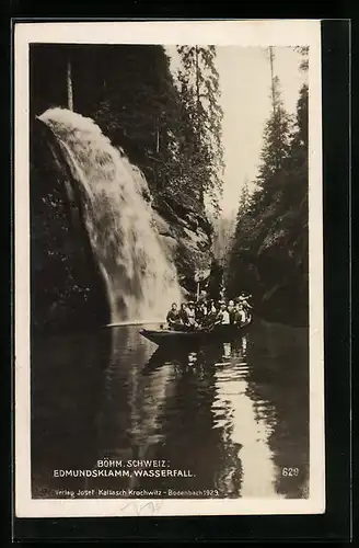 AK Wasserfall am Edmundsklamm, Besucher bei einer Kanufahrt