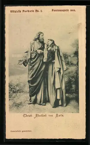 AK Oberammergau, Passionsspiele 1900, Christi Abschied von Maria