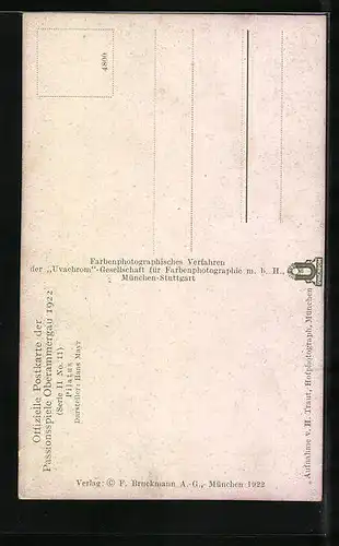 AK Oberammergau, Passionsspiele 1922, Hans Mayr als Pilatus
