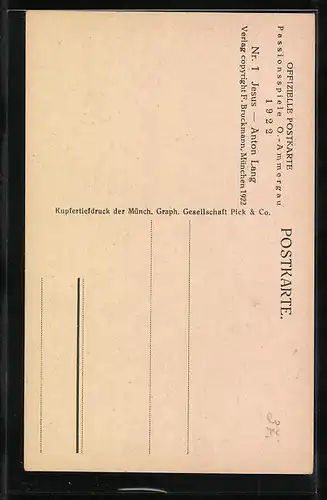 AK Oberammergau, Passionsspiele 1922, Anton Lang als Jesus