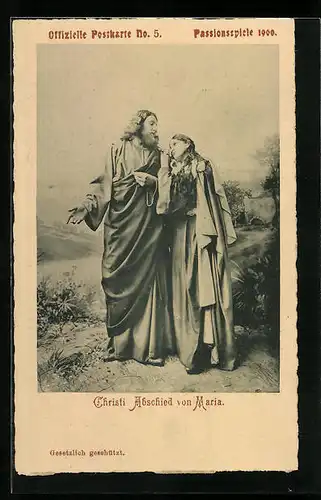 AK Oberammergau, Passionsspiele 1900, Christi Abschied von Maria