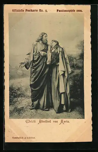 AK Oberammergau, Passionsspiele 1900, Christi Abschied von Maria
