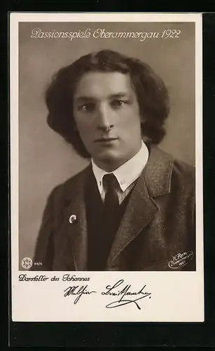 AK Oberammergau, Passionsspiele 1922, Darsteller des Johannes