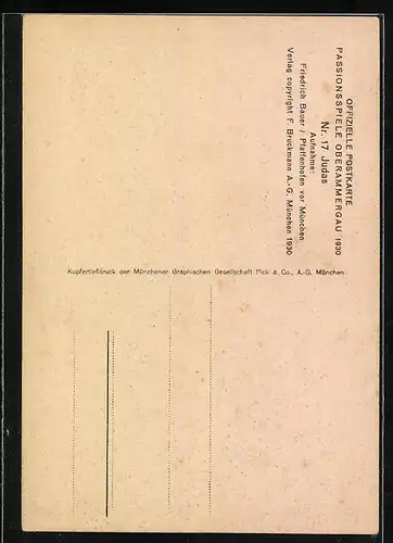 AK Oberammergau, Passionsspiele 1930, Judas