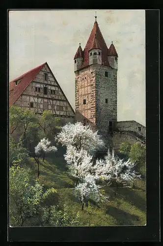 Künstler-AK Photochromie Nr. 1892: Turm und Gebäude
