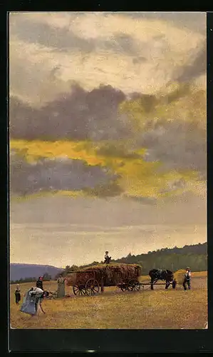 Künstler-AK Photochromie Nr. 4158, Bauern bei der Getreideernte