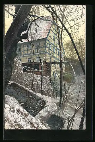 Künstler-AK Photochromie Nr. 1222: Mühle im Winter