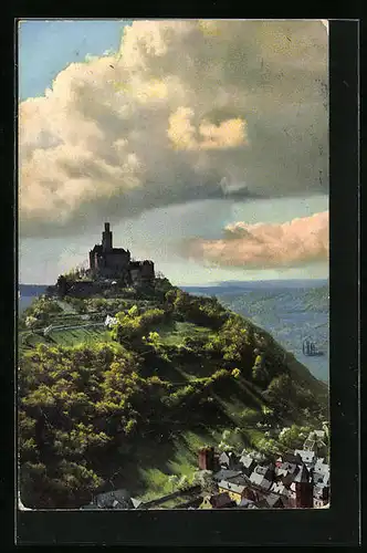 Künstler-AK Photochromie Nr. 2437: Ortsansicht mit Schloss