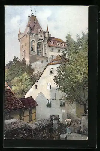 Künstler-AK Photochromie Nr. 1539: Blick auf die Burg von Niedermeisa