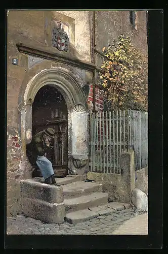 Künstler-AK Photochromie Nr. 1536: Alt-Meissen, an der Burglehnpforte