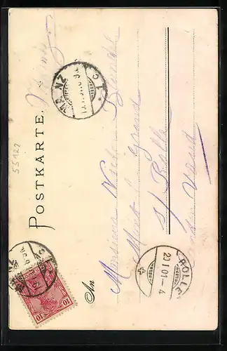 Lithographie Mainz, Blick zum Dom