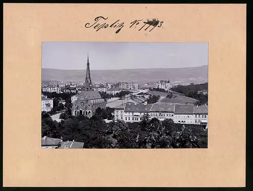 Fotografie Brück & Sohn Meissen, Ansicht Teplitz-Schönau, Stadtansicht mit Kirche