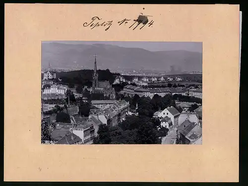 Fotografie Brück & Sohn Meissen, Ansicht Teplitz-Schönau, Stadt-Panorama mit Kirche
