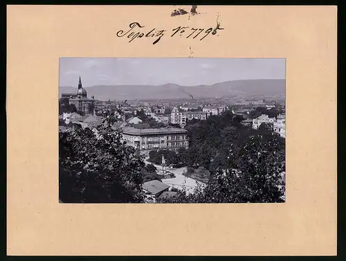 Fotografie Brück & Sohn Meissen, Ansicht Teplitz-Schönau, Stadt-Panorama mit Synagoge