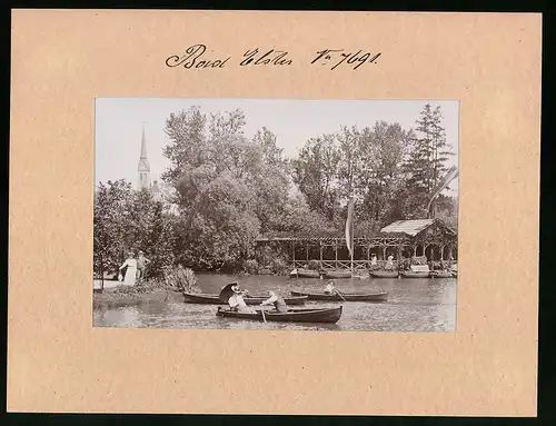 Fotografie Brück & Sohn Meissen, Ansicht Bad Elster, Luisa-See mit Ruderbooten