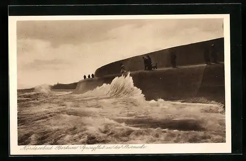 AK Borkum, Springflut an der Sturmecke