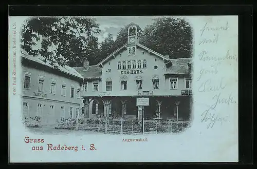 Mondschein-AK Radeberg i. S., Kurhaus Augustusbad